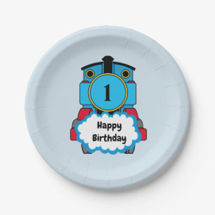 Happy Train boy birthday plate