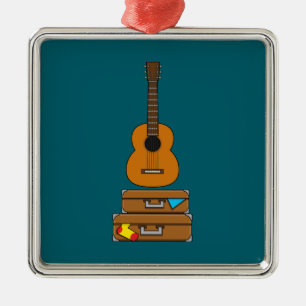 Happy Travel with Luggage and Guitar Metal Tree Decoration