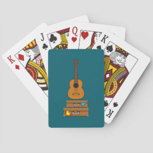 Happy Travel with Luggage and Guitar Playing Cards