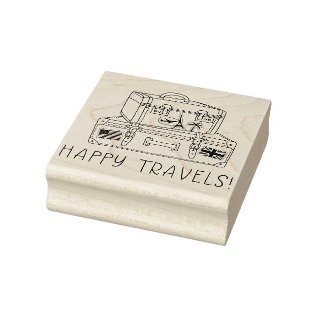 Happy Travels Suitcase Rubber Art Stamp (Stamp)