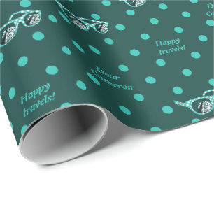 Happy Travels Sunglasses Polka Dot Pattern Teal Wrapping Paper
