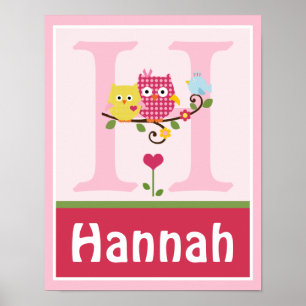 Happy Tree Owls 2 Personalised Art Poster