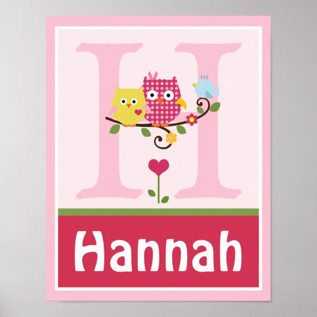 Happy Tree Owls 2 Personalised Art Poster (Front)