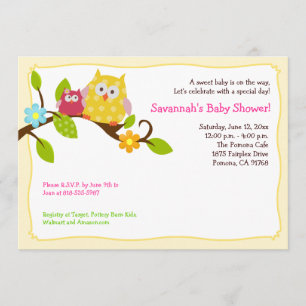 Happy Tree Owls 5x7 Baby Shower Invitation