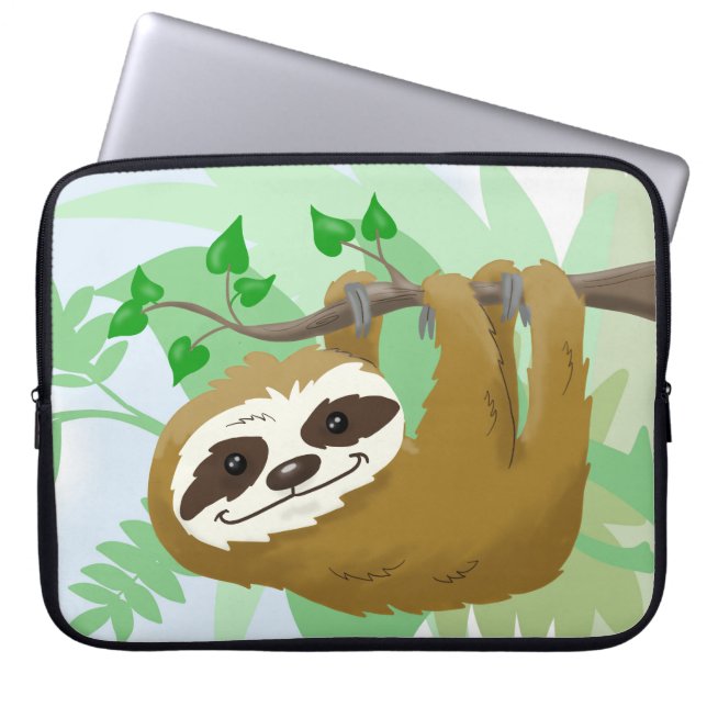 Happy Tree Sloth Laptop Sleeve (Front)