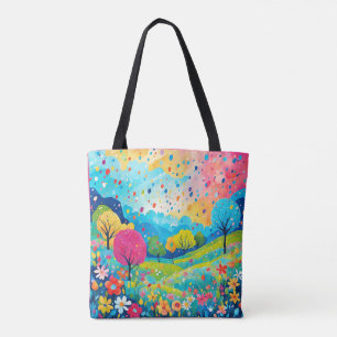 Happy Trees and Flowers, Nature Bliss Sweatshirt, Tote Bag