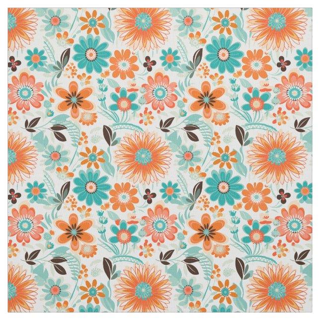 Happy Trendy Retro Floral Fabric (Swatch)