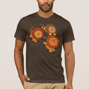 Happy Trio of Cute Cartoon Lions T-Shirt
