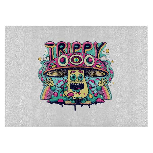 Happy Trippy Mushroom Cutting Board (Front)