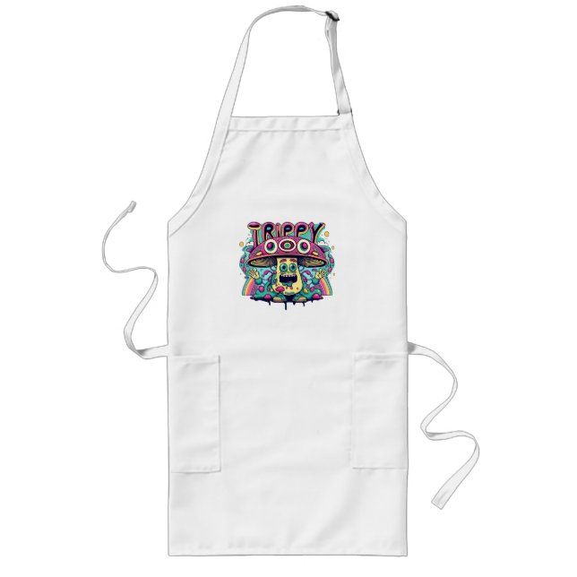 Happy Trippy Mushroom Long Apron (Front)
