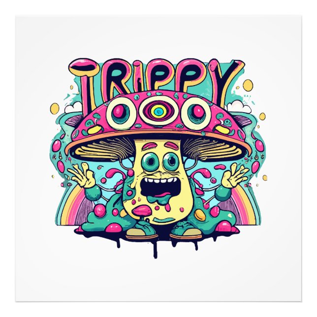Happy Trippy Mushroom Photo Print (Front)