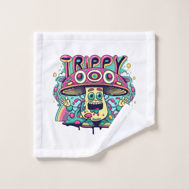 Happy Trippy Mushroom Wash Cloth (Wash Cloth)