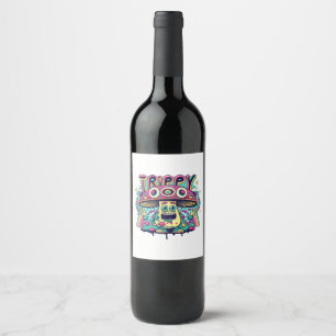 Happy Trippy Mushroom Wine Label