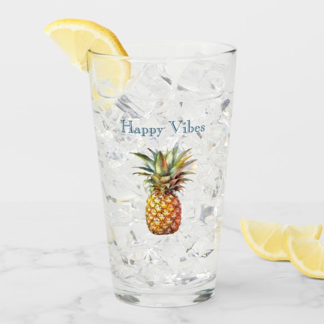 Happy Tropical Pineapple Glass (Front Ice)