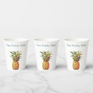 Happy Tropical Pineapple Paper Cups