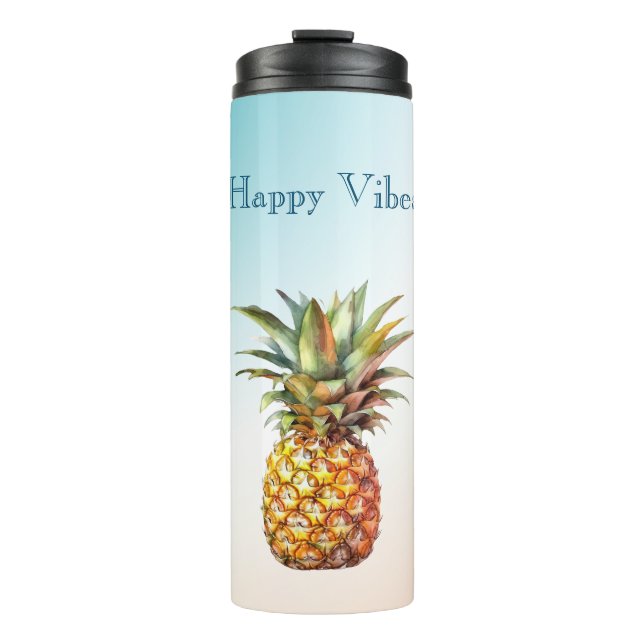Happy Tropical Pineapple Thermal Tumbler (Front)