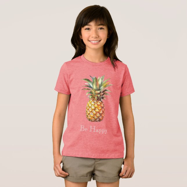 Happy Tropical Pineapple Tri-Blend Shirt (Front Full)