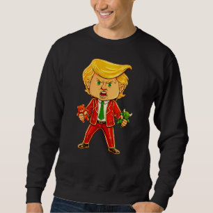 Happy Trump Funny Trump Bull Bear Trump Meme Chibi Sweatshirt