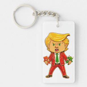 Happy Trump Funny Trump Invest Trump Cartoon Meme Key Ring