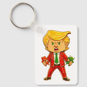 Happy Trump Funny Trump Invest Trump Cartoon Meme Key Ring