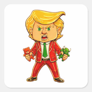 Happy Trump Funny Trump Invest Trump Cartoon Meme Square Sticker