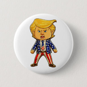 Happy Trump Lapel Pin Chibi Cartoon Patriotic Meme