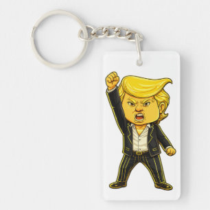 Happy Trump Meme Trump Art Fight Fight Angry Trump Key Ring