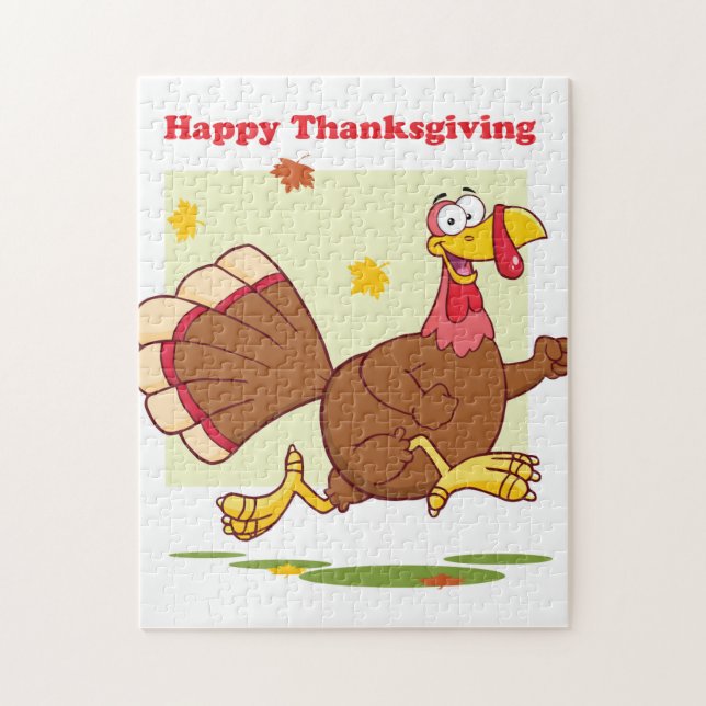 Happy Turkey Cartoon Jigsaw Puzzle (Vertical)
