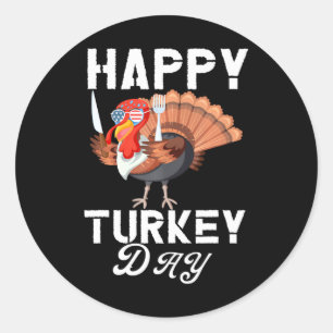 Happy Turkey Da Thanksgiving Holiday Present Classic Round Sticker