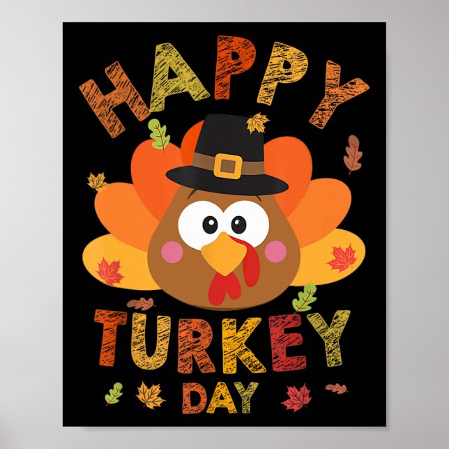 Happy Turkey Day 2024 Autumn Fall Thanksgiving Fam Poster (Front)