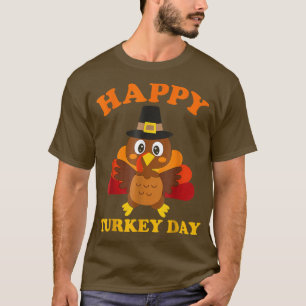 Happy Turkey Day Cute Little Pilgrim Gift Thanksg T-Shirt
