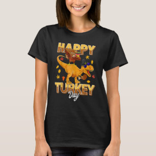 Happy Turkey Day Dabbing Turkey Saurus Rex Thanksg T-Shirt