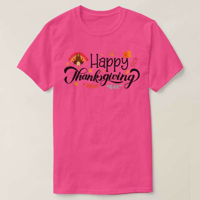 Happy Turkey Day Fall Autumn Leaves Thanksgiving C T-Shirt (Design Front)