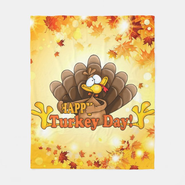 Happy Turkey Day Fleece Blanket (Front)