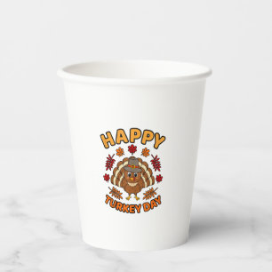 Happy Turkey Day Funny Thanksgiving Family Men Wom Paper Cups
