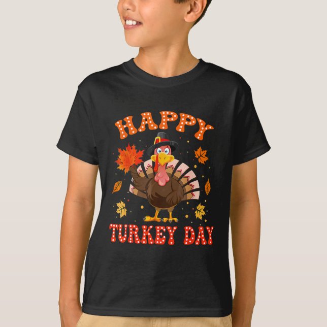 Happy Turkey Day Shirt For Women Happy Thanksgivin (Front)