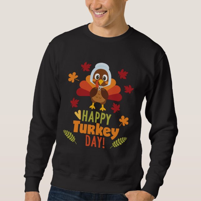 Happy Turkey Day T-Shirt Thanksgiving Holiday Tee  (Front)