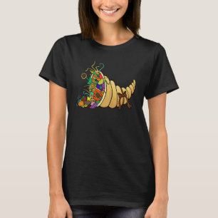 Happy Turkey Day Thanksgiving Cornucopia Harvest B T-Shirt