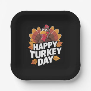 Happy Turkey Day Thanksgiving Day Holiday Gift  Paper Plate