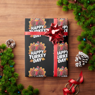Happy Turkey Day Thanksgiving Day Holiday Gift  Wrapping Paper