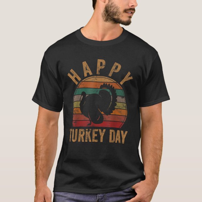 Happy Turkey Day Thanksgiving Gifts Pilgrim Costum T-Shirt (Front)