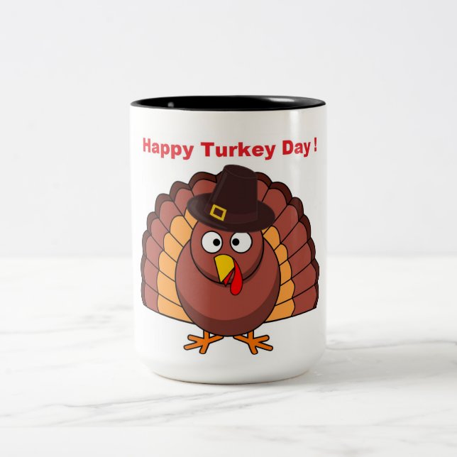 HAPPY TURKEY DAY Two-Tone COFFEE MUG (Center)