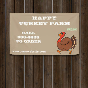 Happy Turkey Farm Birds For Sale Brown Business Banner