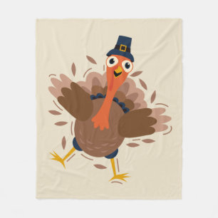 Happy Turkey Fleece Blanket