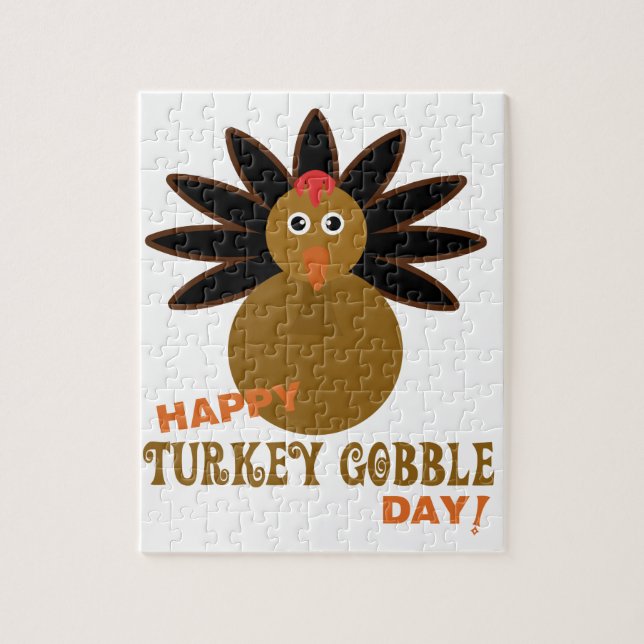 Happy Turkey Gobble Day Thanksgiving Jigsaw Puzzle (Vertical)