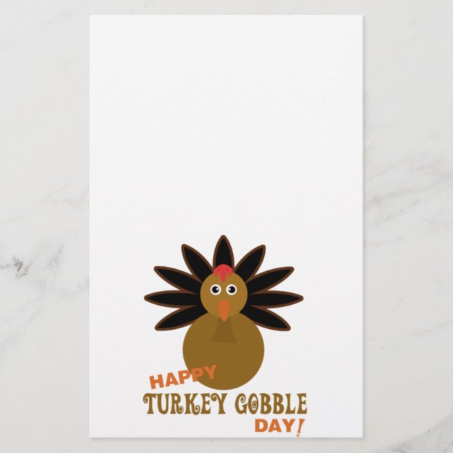 Happy Turkey Gobble Day Thanksgiving Stationery (Front)