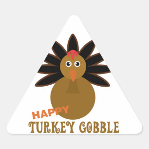 Happy Turkey Gobble Day Thanksgiving Triangle Sticker