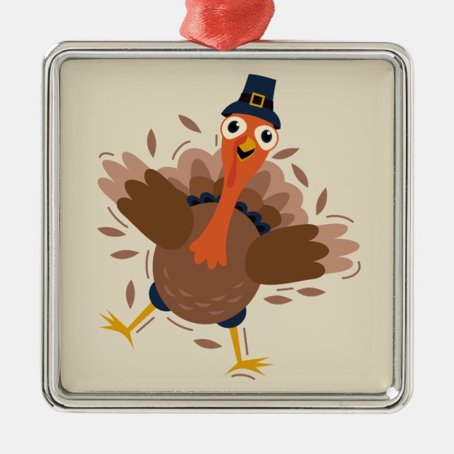 Happy Turkey Metal Tree Decoration (Front)