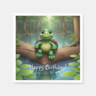 Happy Turtle Birthday Napkin