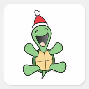 Happy Turtle Christmas Square Sticker